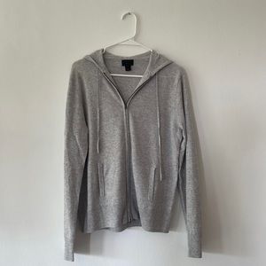 J Crew Gray Cashmere Zip Up Hoodie